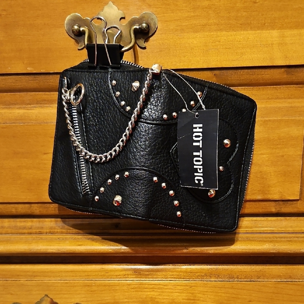Hot Topic Black Studded Wallet with Chain